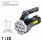 High Power Rechargeable Led Flashlights 7LED Camping Torch With Cob Side Light Lightweight Outdoor Lighting ABS Material