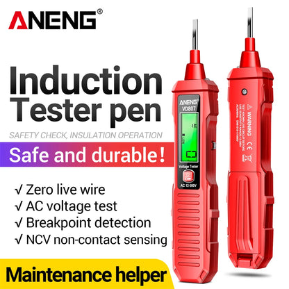 ANENG VD807 One-word Induction Tester Portable 50/60Hz Smart Electric Pen NCV Sensor AC 12-300V Non-contact Wire Detector Tools