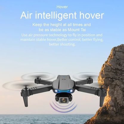 E99Pro HD Drone. 4K dual WiFi FPV, obstacle avoidance. Professional quadcopter for aerial photography.