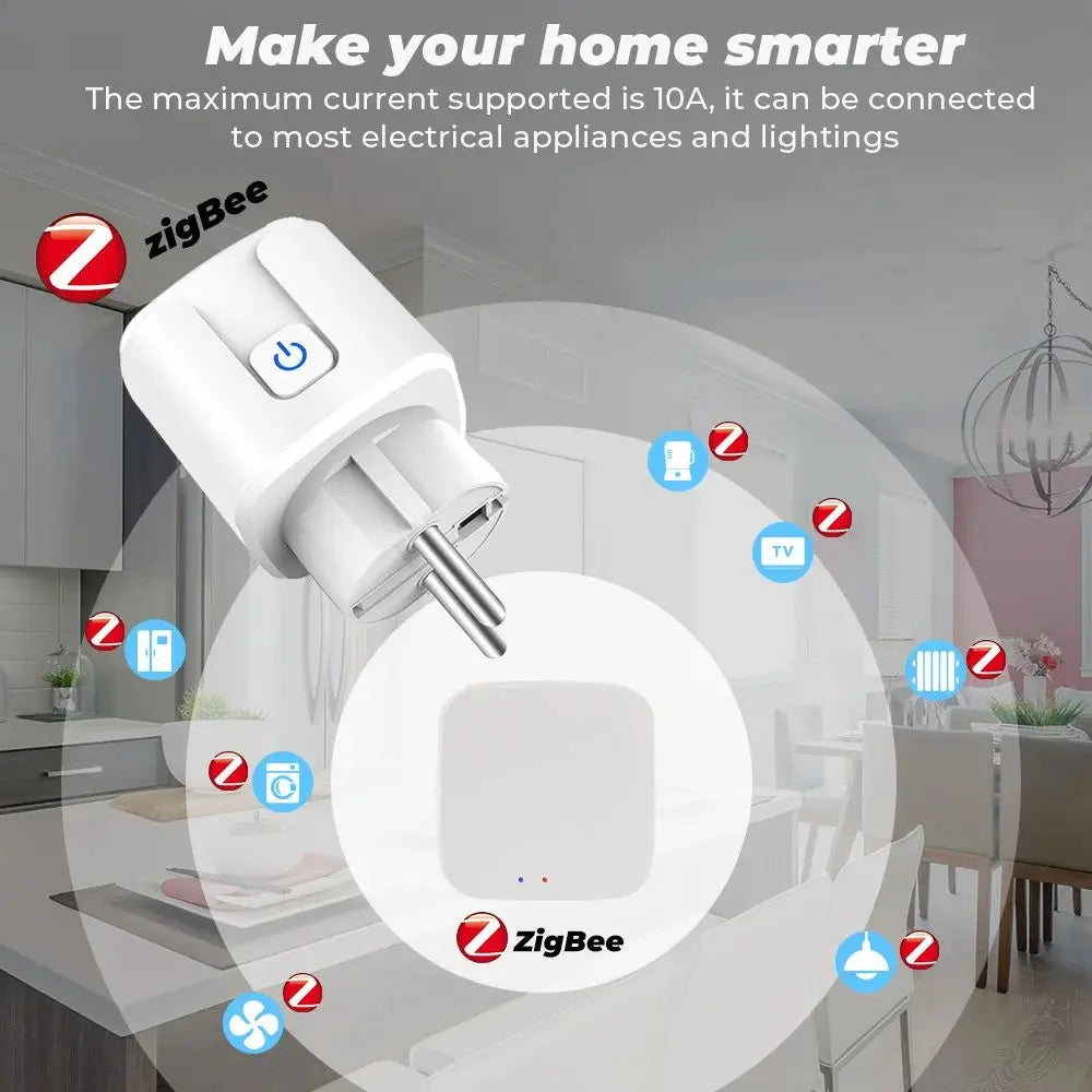 TUYA Smart Plug WiFi/Zigbee Socket EU 16A/20A With Power Monitor Timing Function Voice Control Works With Alexa GoogleHome